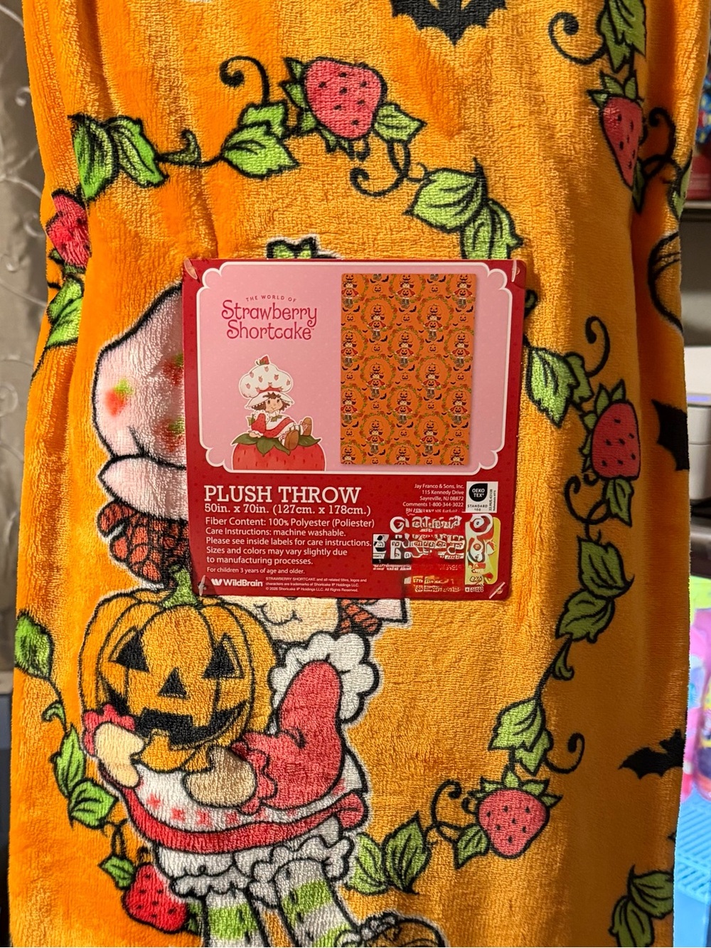 Strawberry Shortcake Orange Plush Throw Blanket